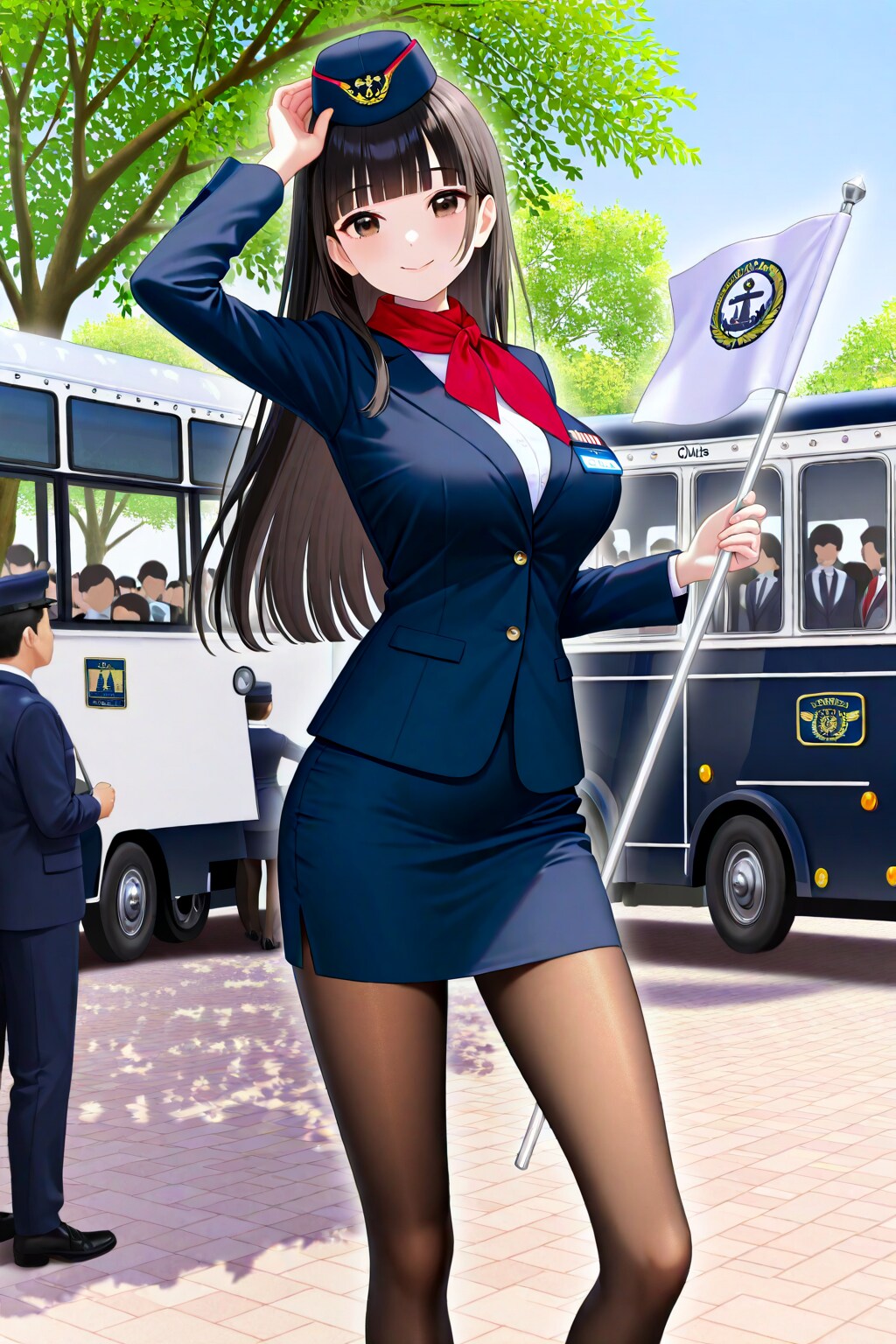 旗持ちバスガイドのサキちゃん