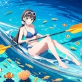 グラスボートでラグーンの海を散歩(モデル：篠宮あかり) 3枚目