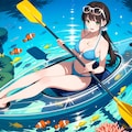 グラスボートでラグーンの海を散歩(モデル：篠宮あかり) 2枚目
