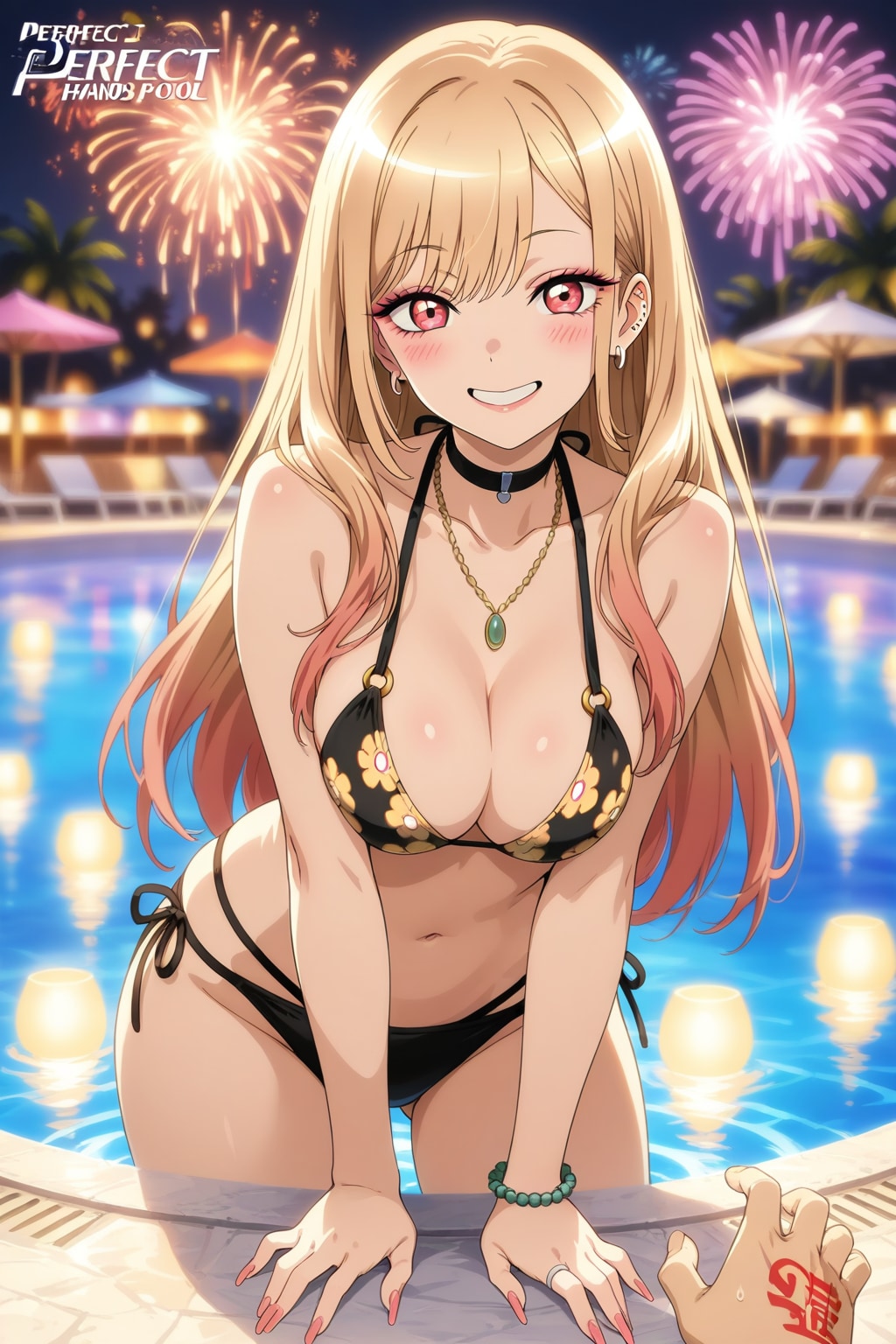 ナイトプールで夏祭り海夢ちゃん👙🌃🎇❤️
