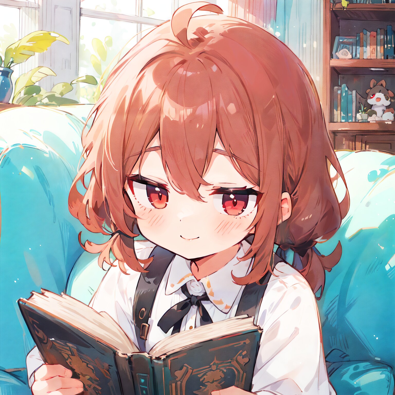 読書中のおさげちゃん