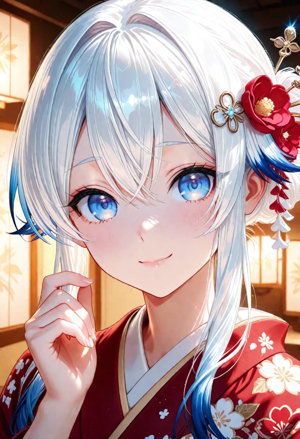 私も着物を着てみました。似合いますか？