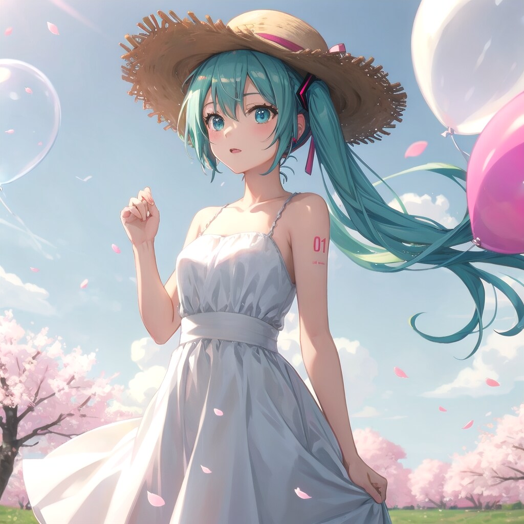 麦わら帽子と白いドレスの少女