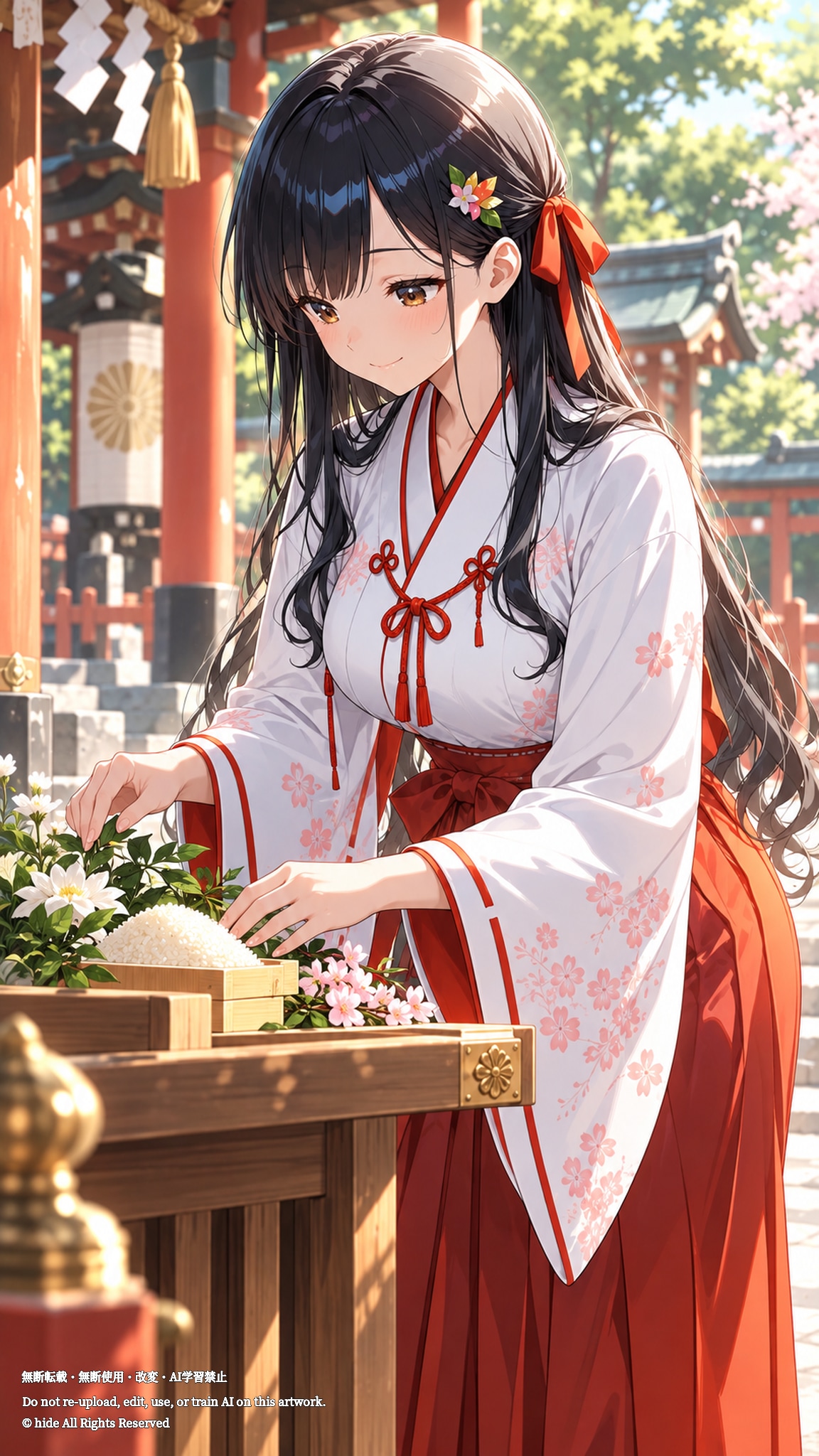 神楽さん、朝の神前に花をそえて | の人気AIイラスト・グラビア