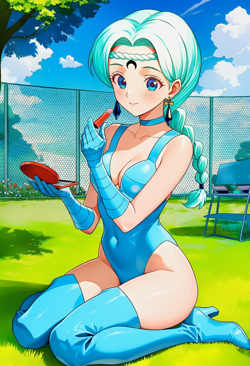 外でメイクするベルチェ