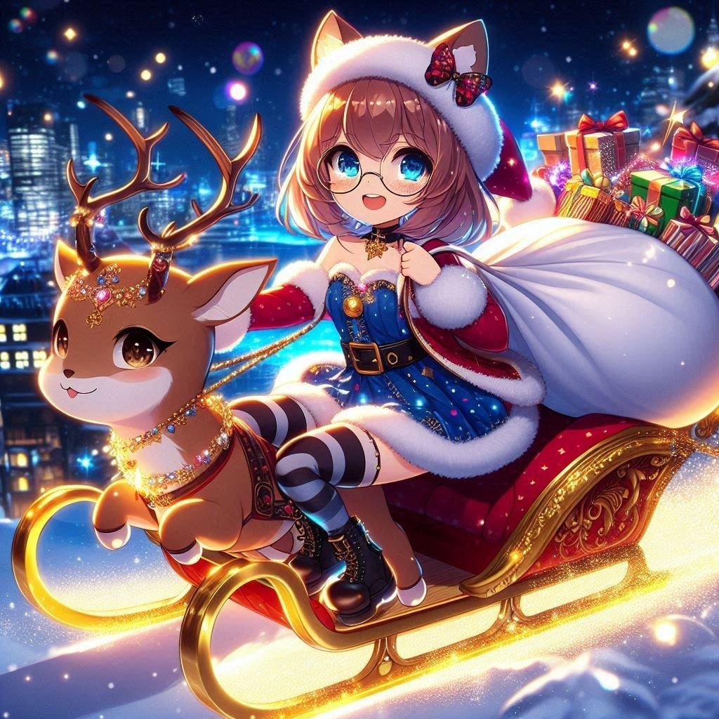 🎅猫耳眼鏡ミニスカサンタがやってくる(*´ω｀*)