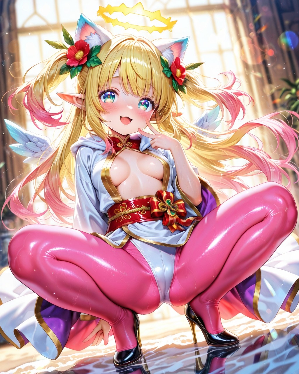 12枚）ビーチでしゃがむ天使さん