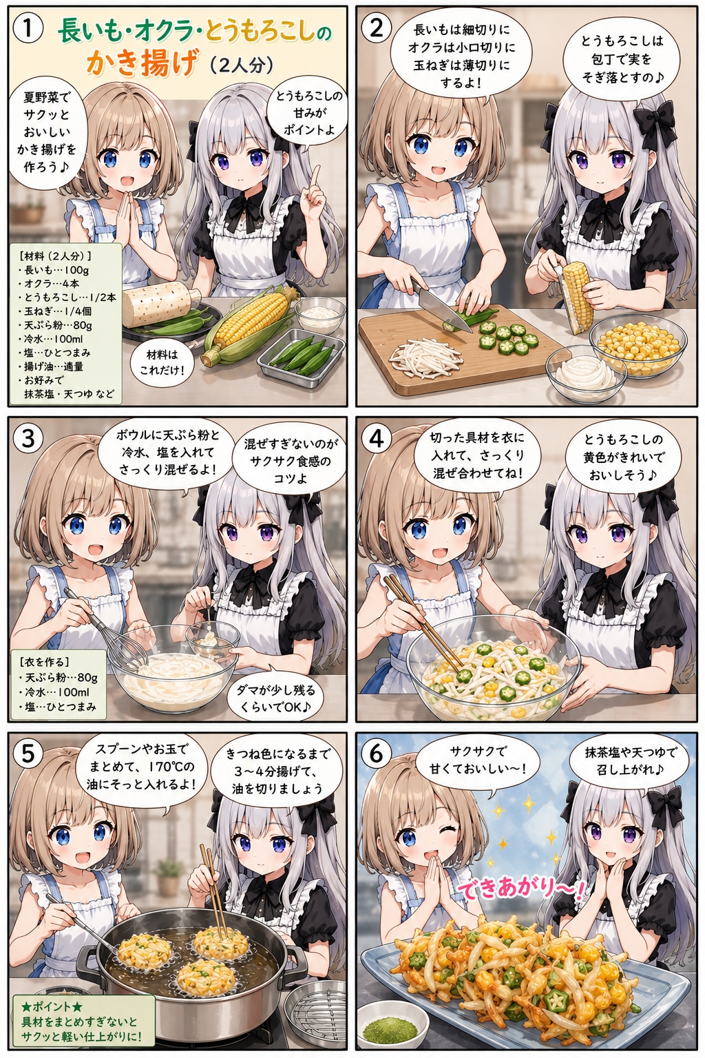 長いも・オクラ・とうもろこしのかき揚げ