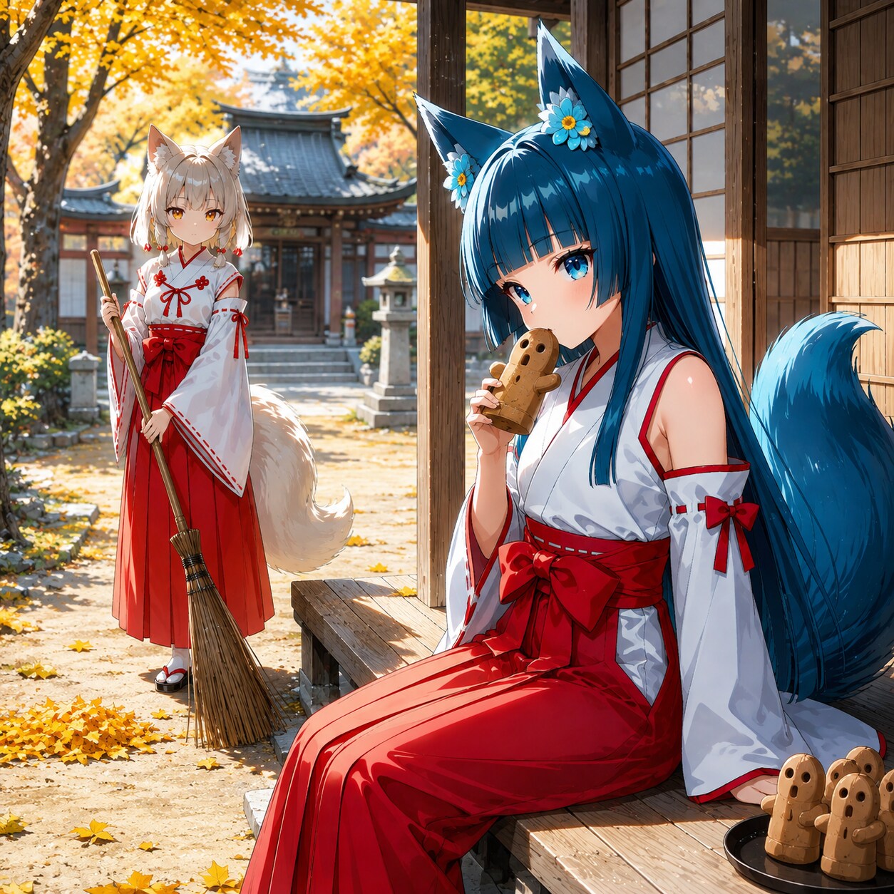 巫女と埴輪饅頭 | の人気AIイラスト・グラビア