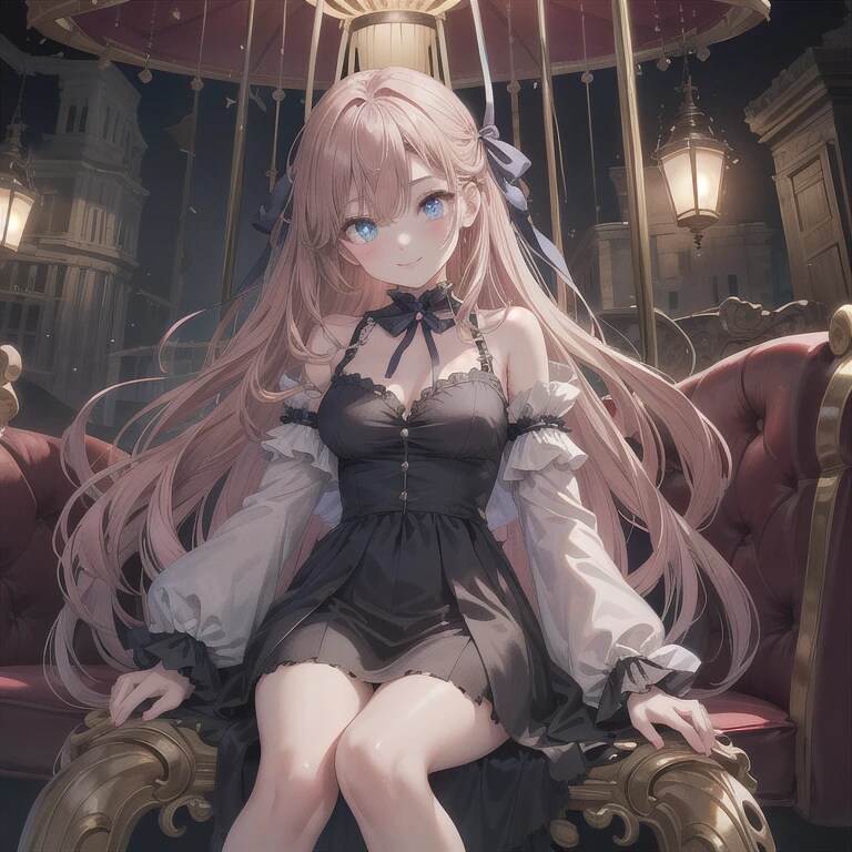 ピンク髪ロングでワンピースの少女６ | の人気AIイラスト・グラビア