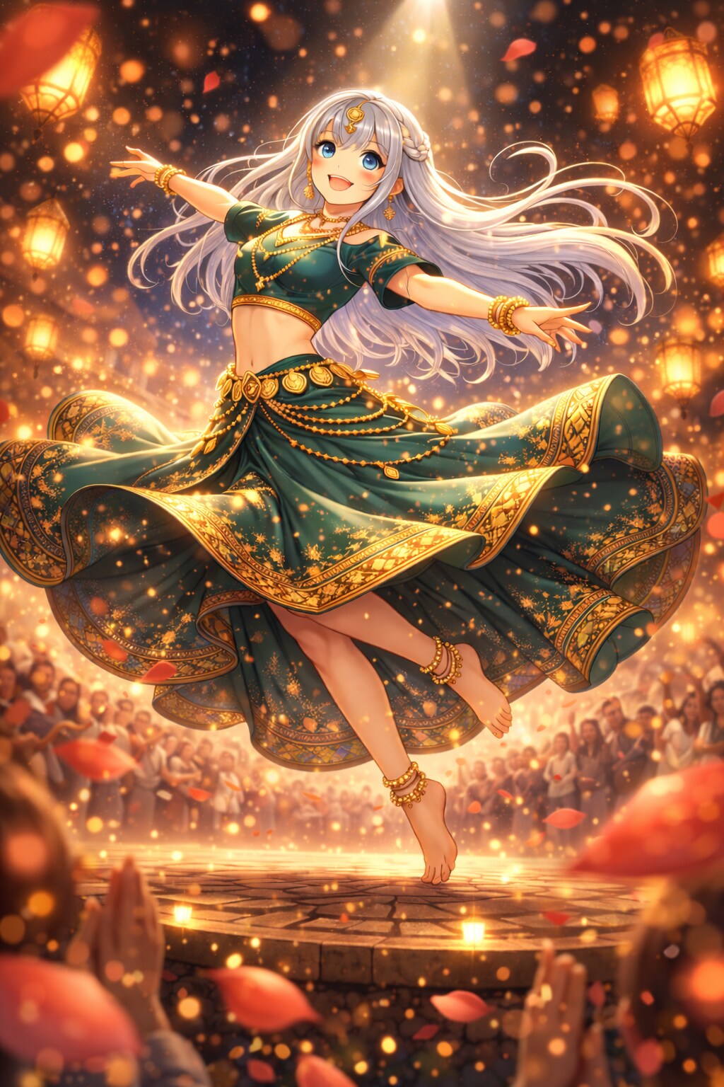 砂漠王都の夜祭 ― 月下に舞う翠の舞姫 | の人気AIイラスト・グラビア