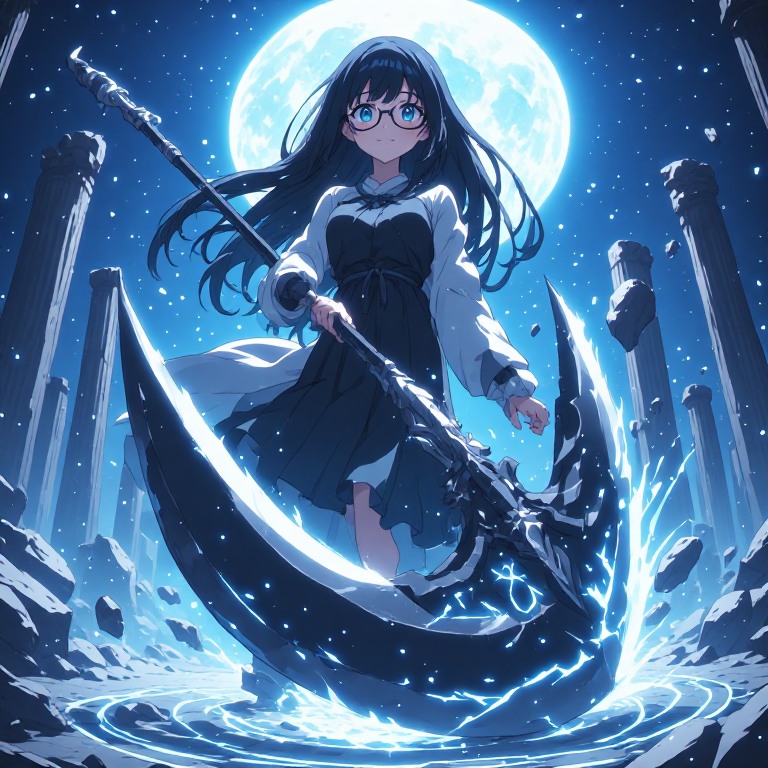 黒髪メガネ 巨大武器