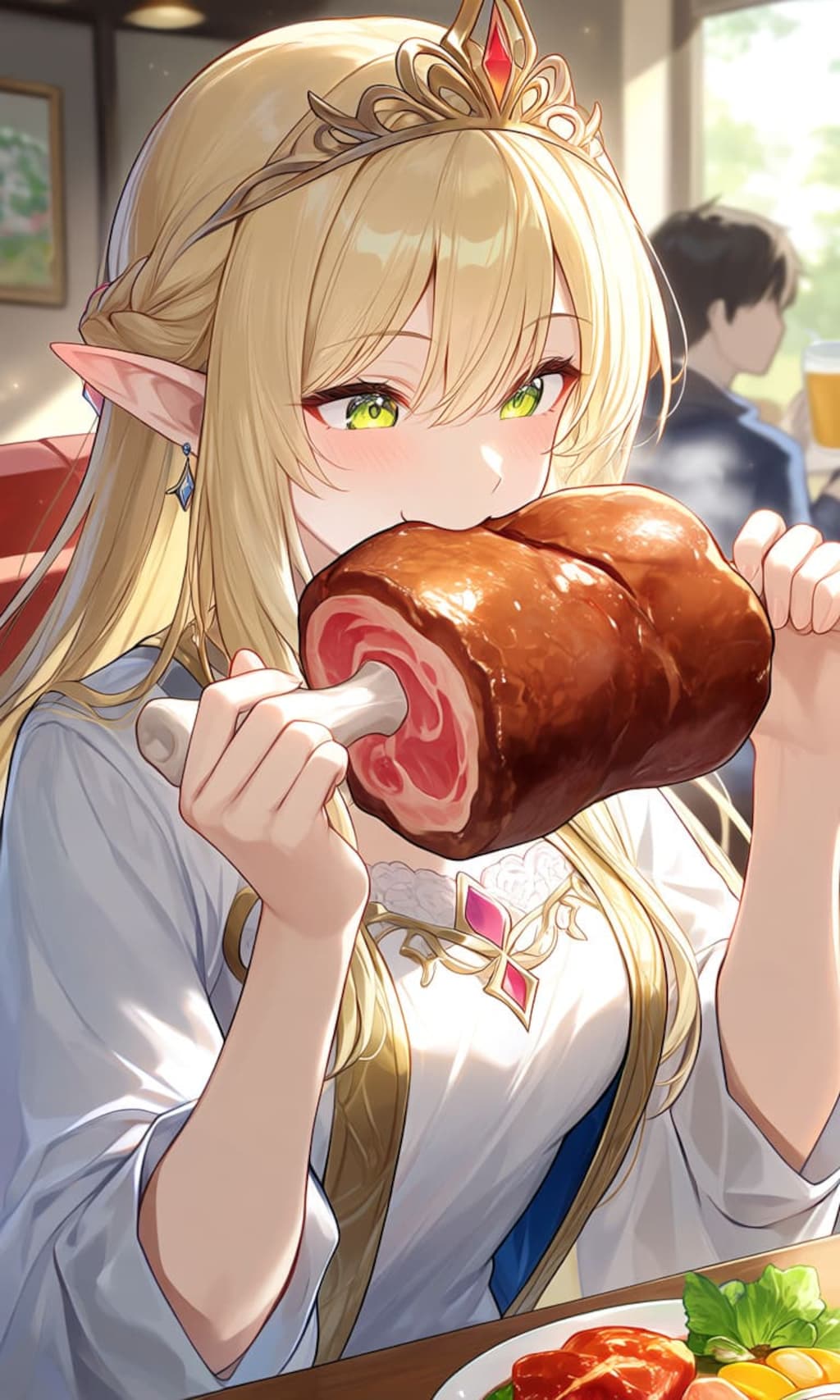 エルフの女王、肉を喰う