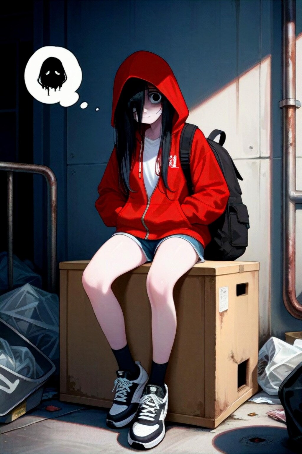 パーカーの黒髪ちゃん