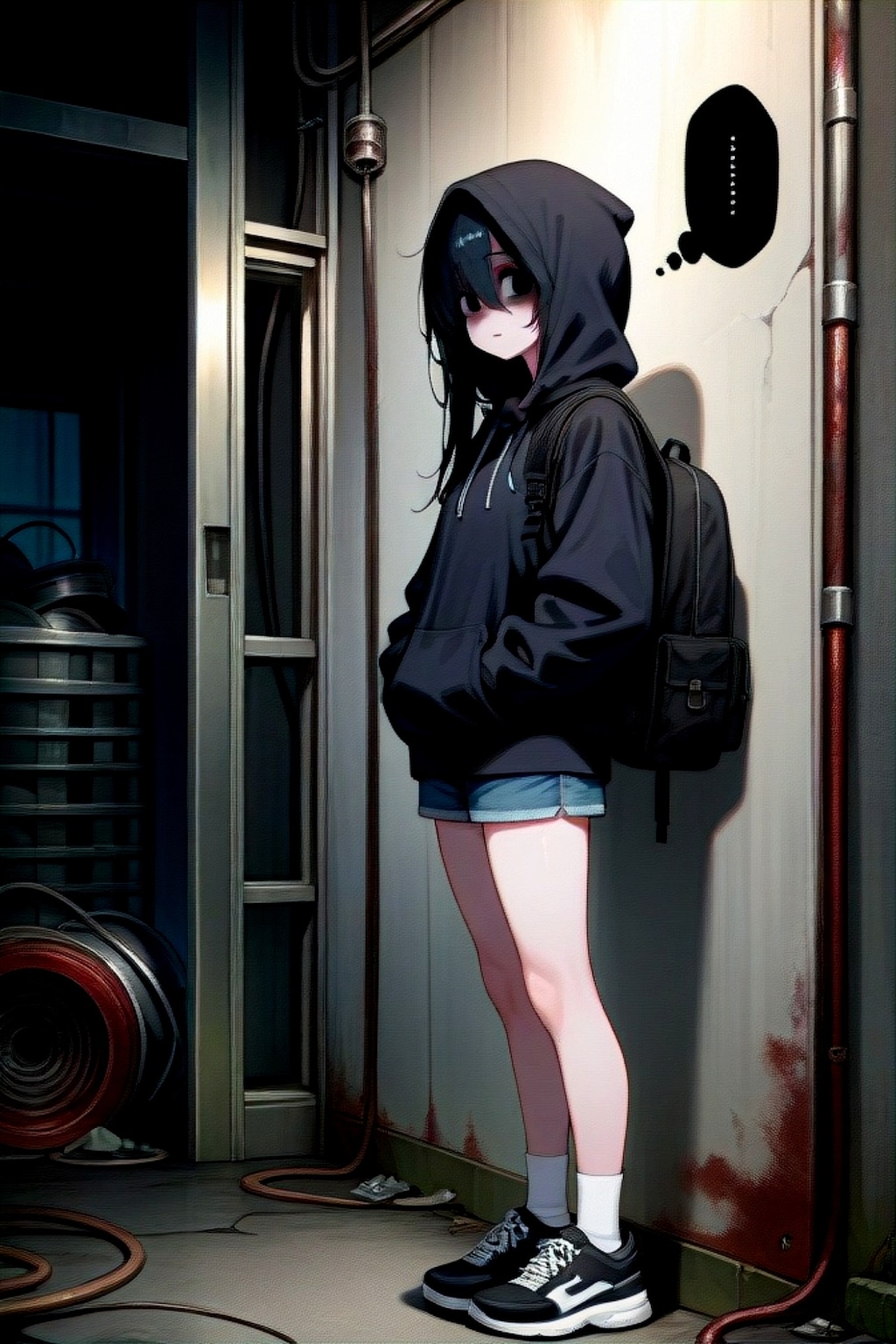 パーカーの黒髪ちゃん