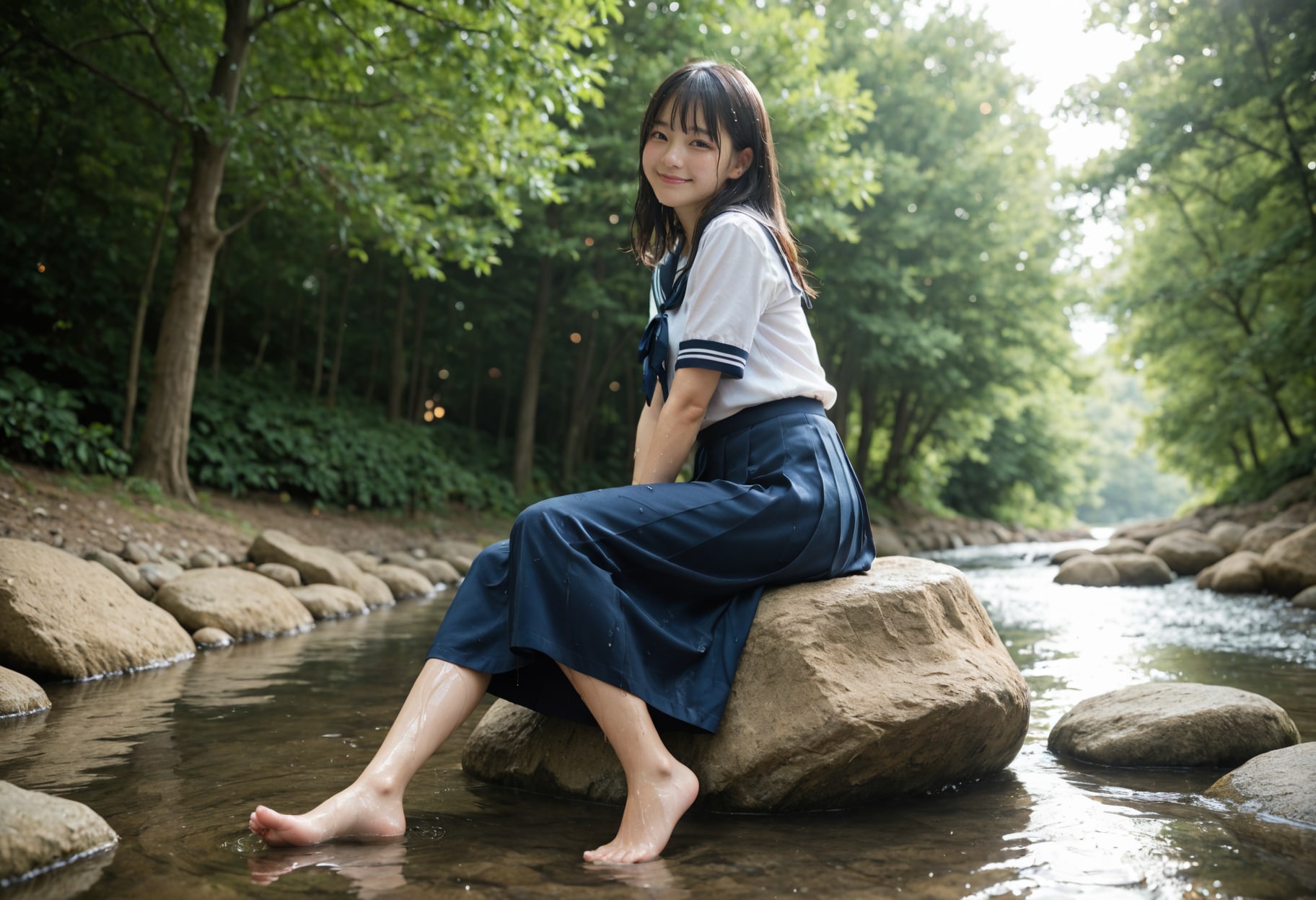 制服川遊び 1/3