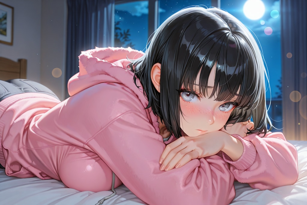 ふわふわフード付きパジャマのそばかすボブちゃん