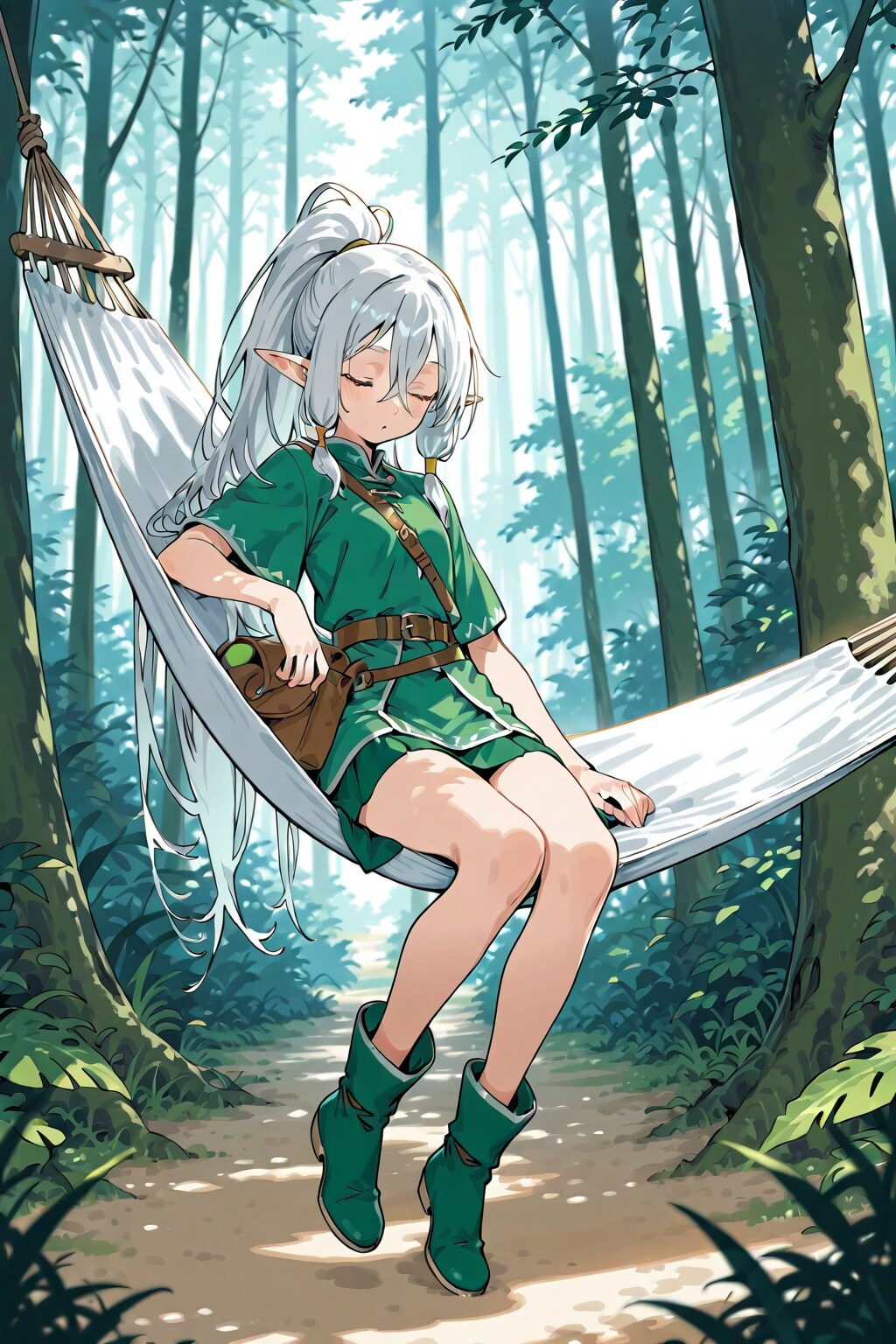 森の中の銀髪エルフの女の子 | の人気AIイラスト・グラビア