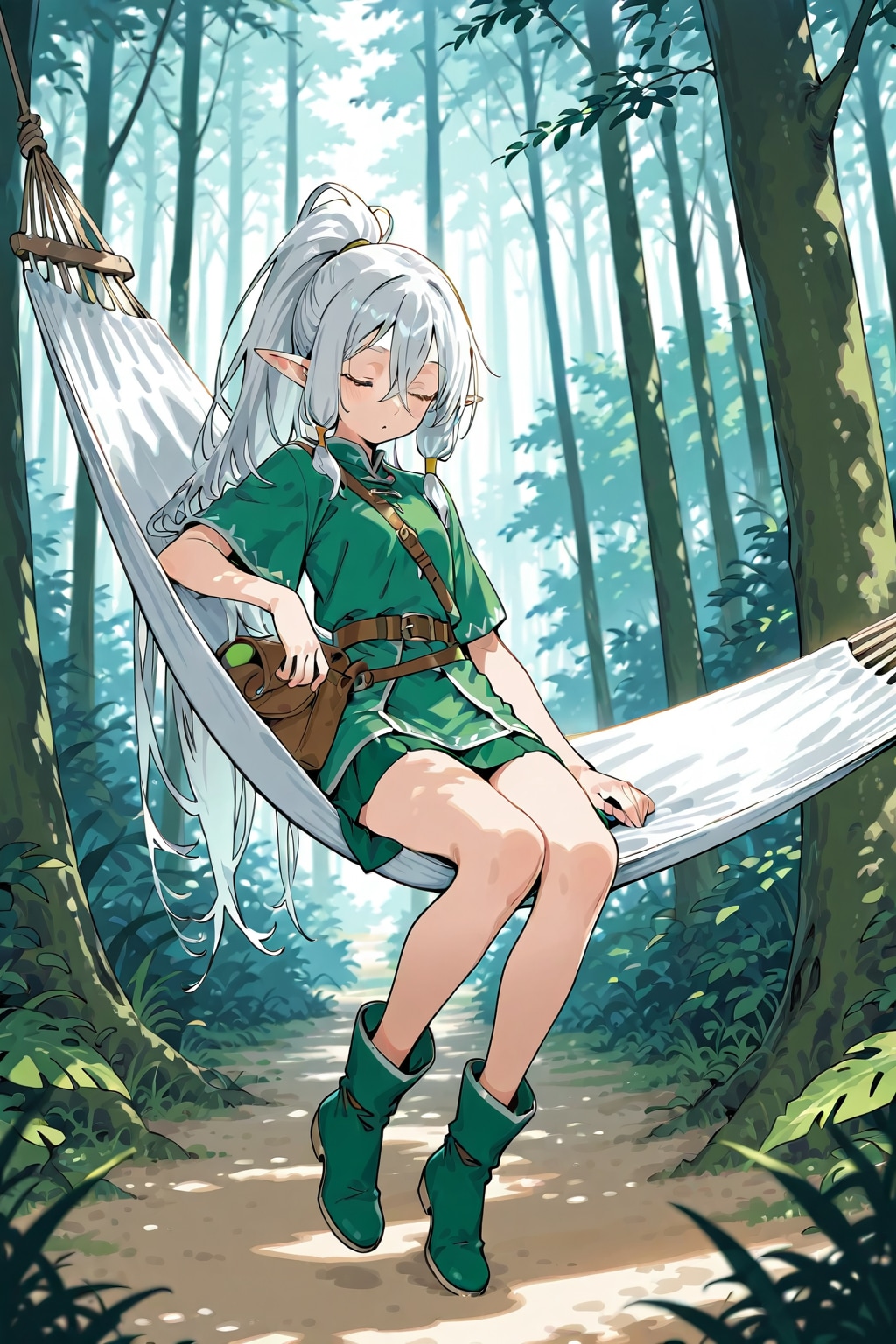 森の中の銀髪エルフの女の子