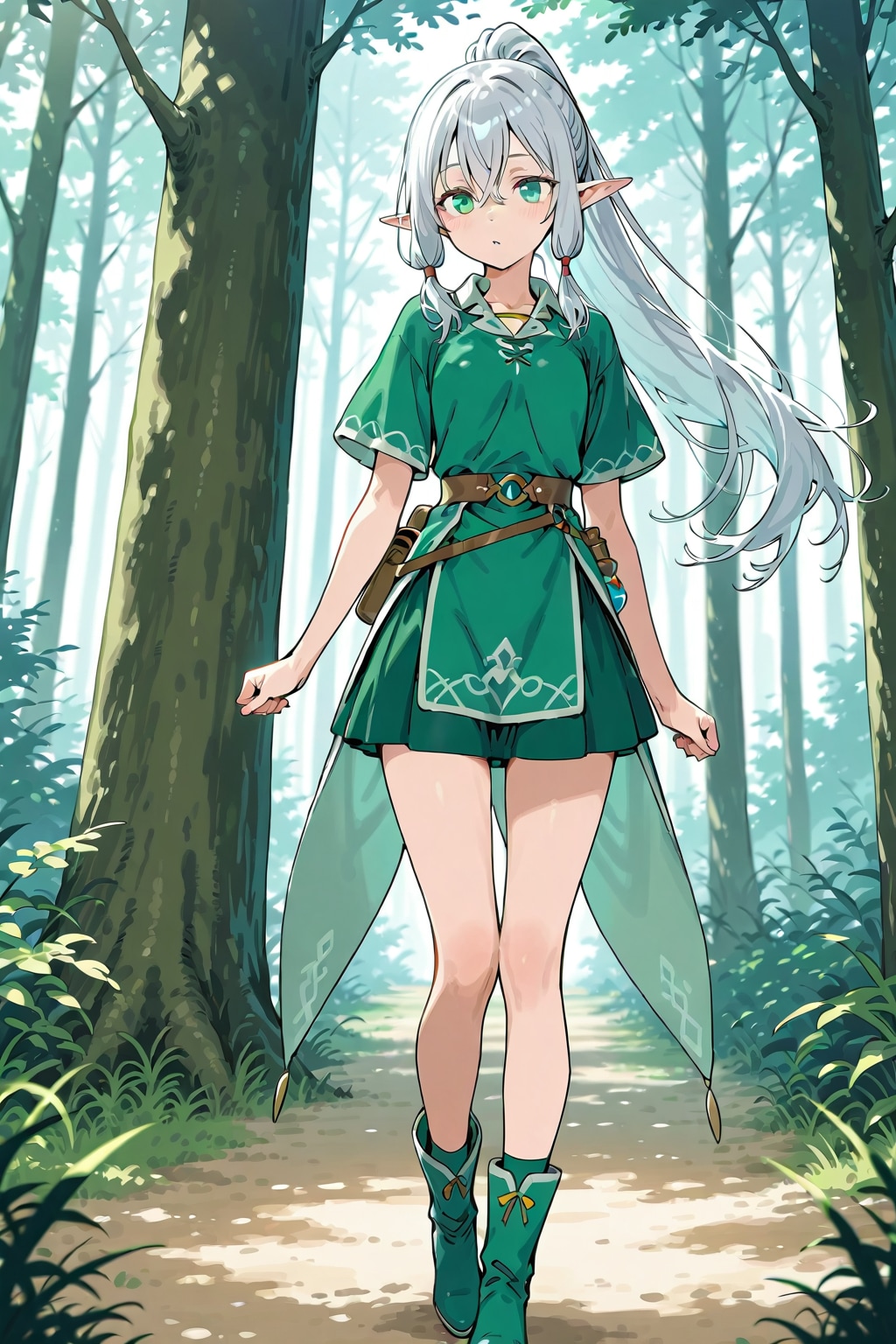 森の中の銀髪エルフの女の子