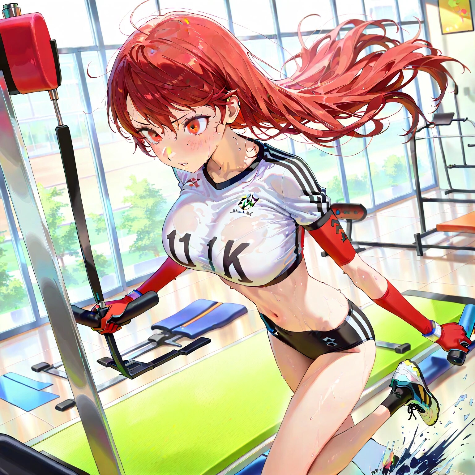 いい汗かいてまんなぁ…って二枚目の娘さんよ、ランニングマシンの後ろの方で走ってたらコケて危ないっすよ…