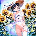 ひまわり畑で…… 5枚目