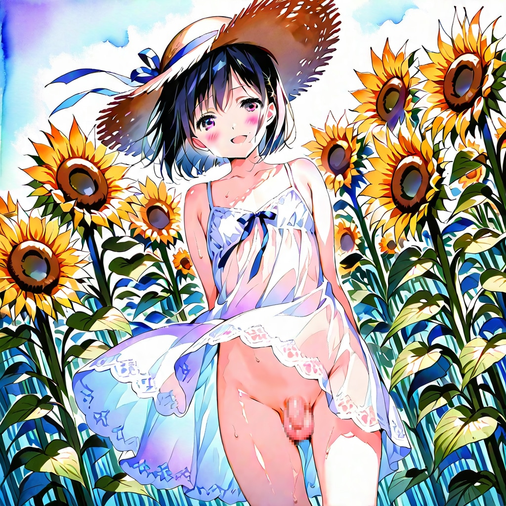 ひまわり畑で……