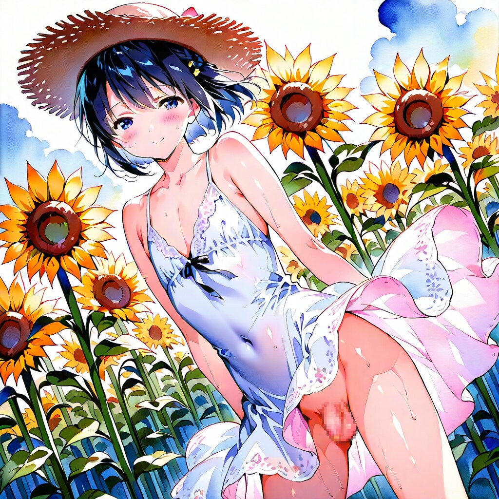 ひまわり畑で……