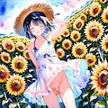 ひまわり畑で…… 3枚目