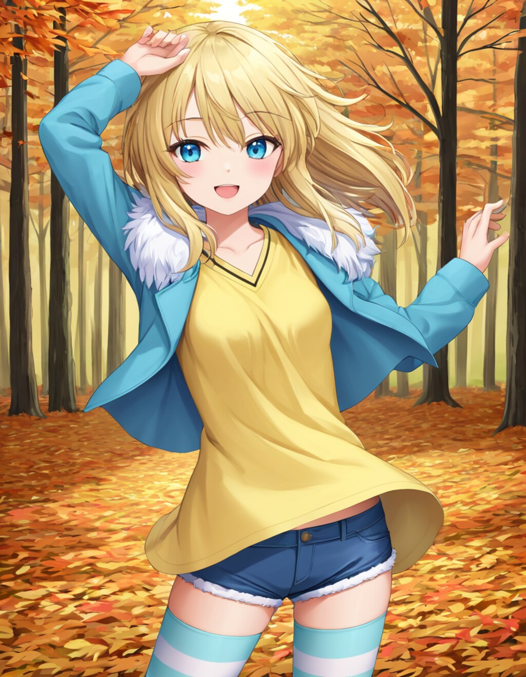 ホットパンツに縞タイツ２