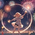 花火を振り回して炎の弧を描く少女 6枚目