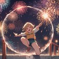 花火を振り回して炎の弧を描く少女 5枚目