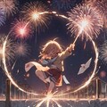花火を振り回して炎の弧を描く少女 7枚目