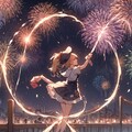 花火を振り回して炎の弧を描く少女 3枚目