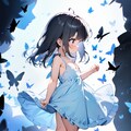 サンドレスの少女と沢山の蝶々 6枚目