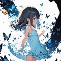 サンドレスの少女と沢山の蝶々 7枚目