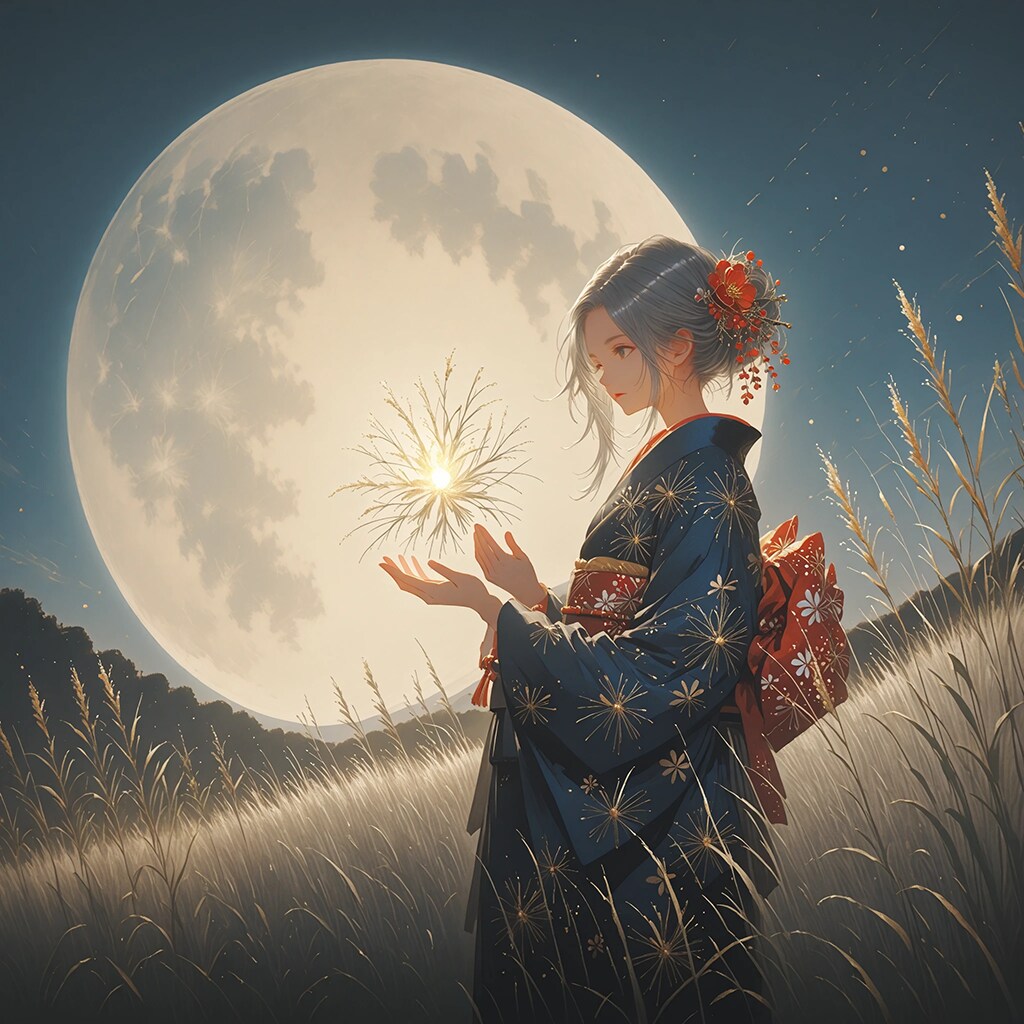 【中秋の月】月の出+月見酒+銀月