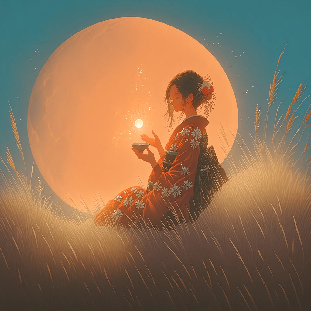 【中秋の月】月の出+月見酒+銀月