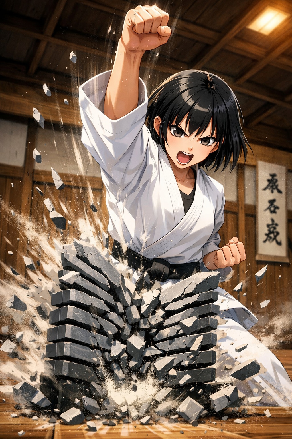 瓦割りをした女の子 | の人気AIイラスト・グラビア