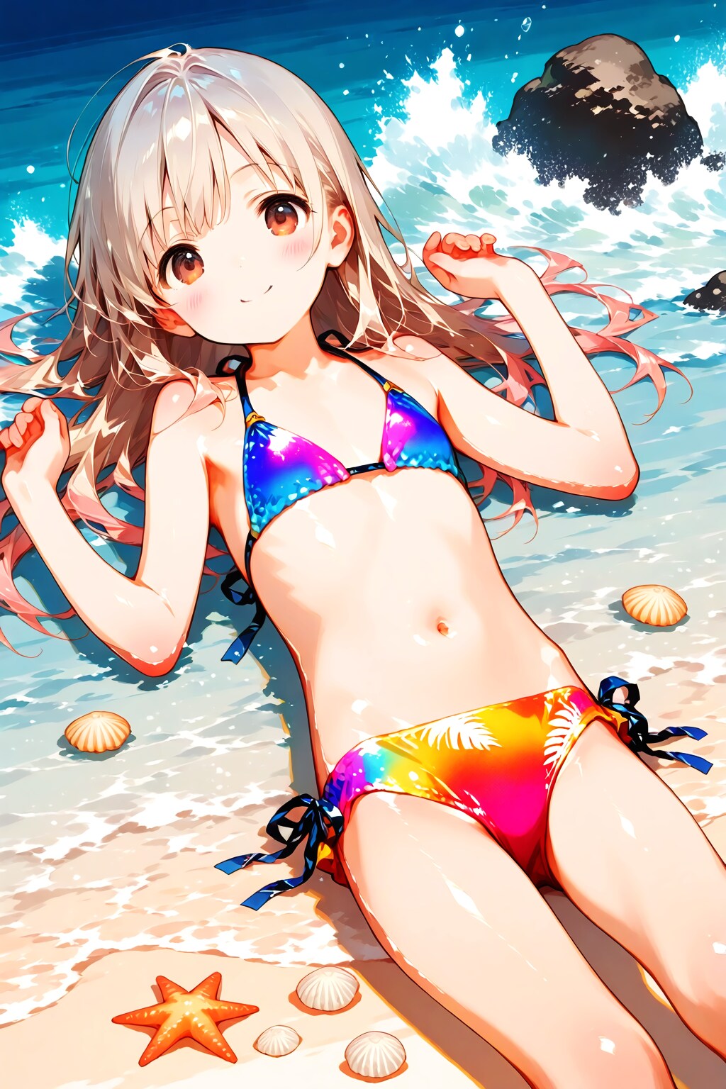 波打ち際でまったり