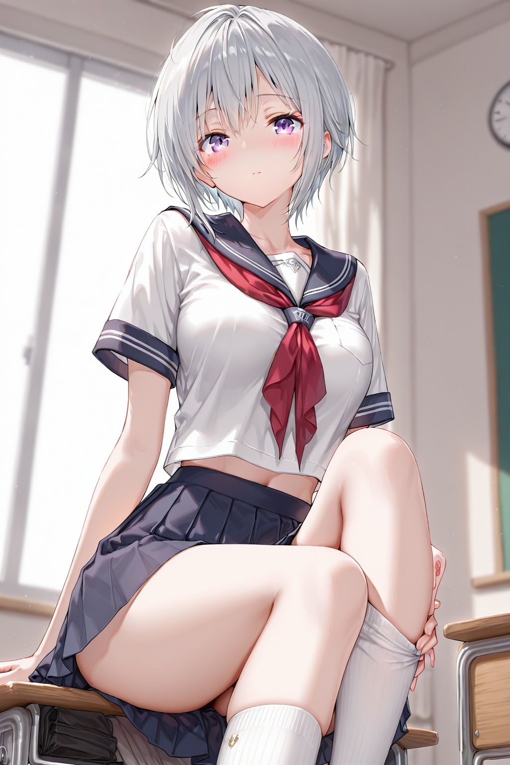 (1166)銀髪ちゃんセーラー服