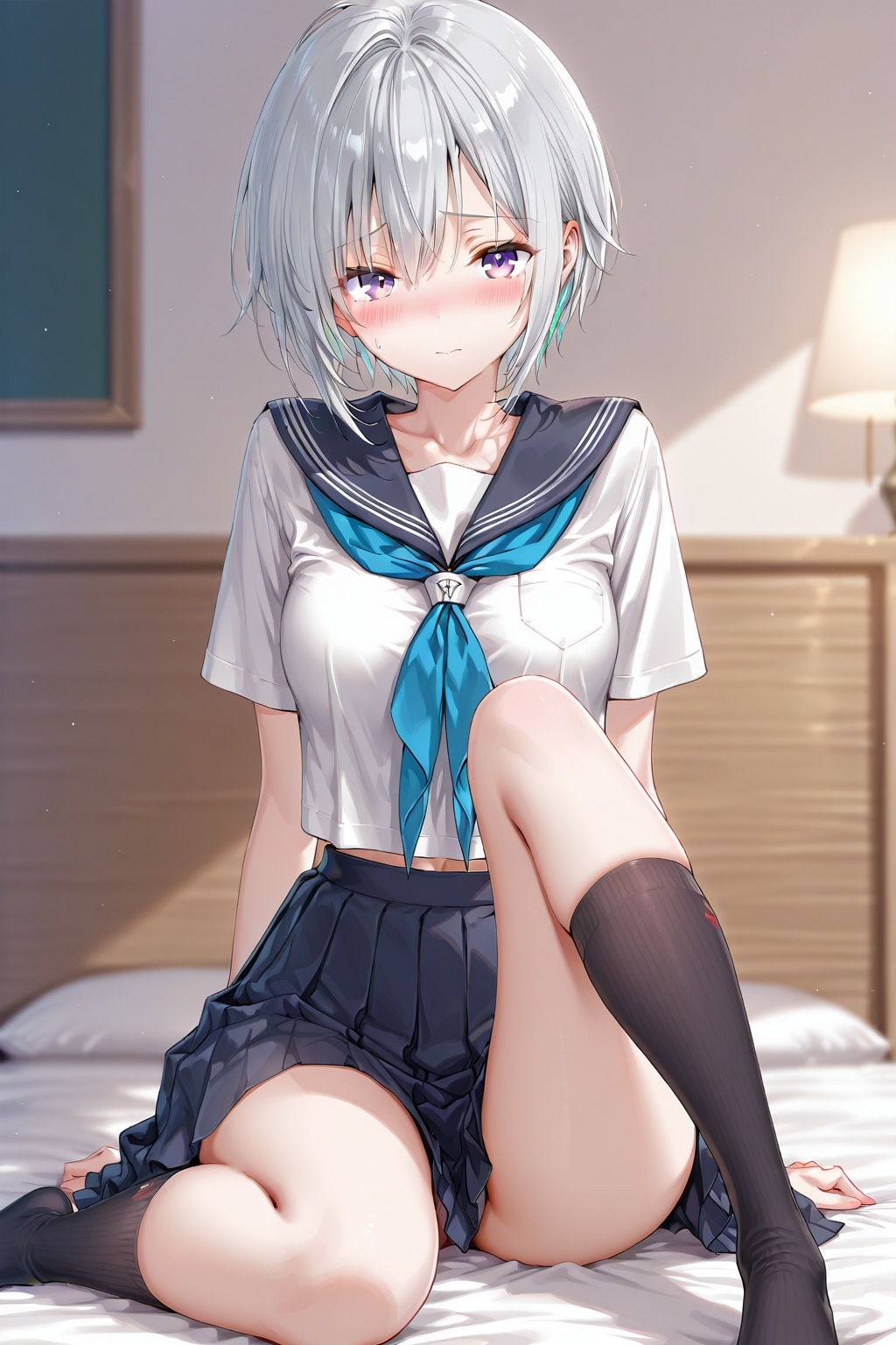 (1166)銀髪ちゃんセーラー服