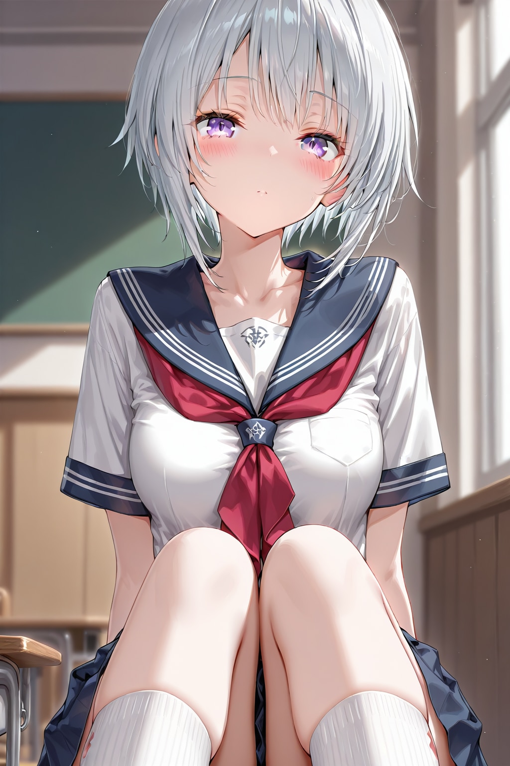 (1166)銀髪ちゃんセーラー服