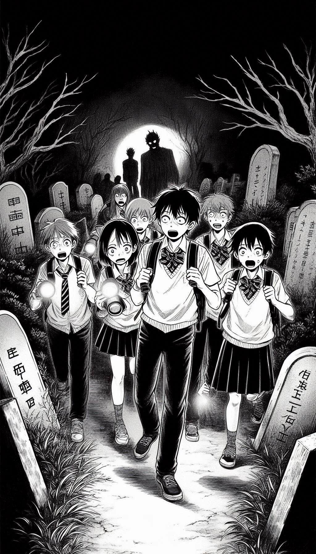 お墓に出かけて肝試し | の人気AIイラスト・グラビア