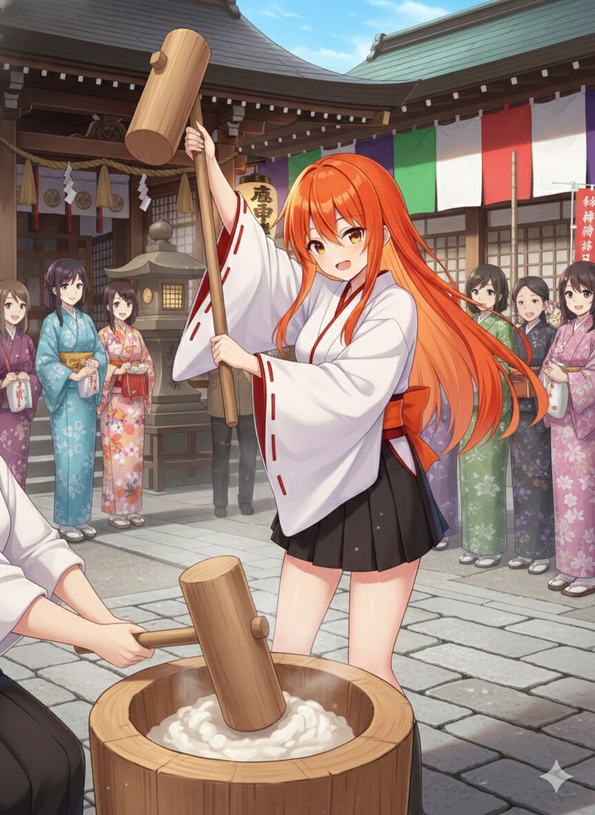 お正月にはもちついて