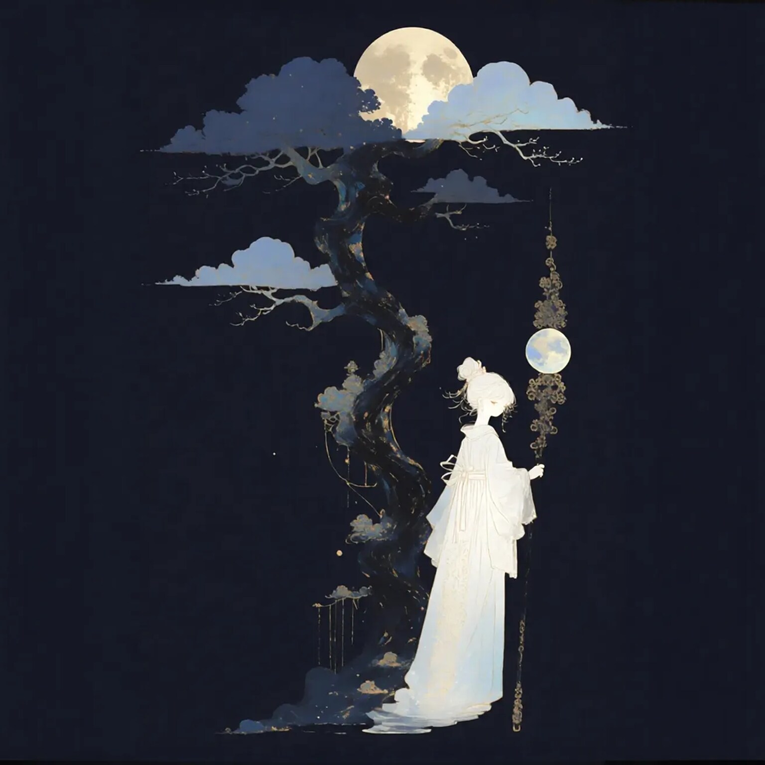 月と笠松 女 | の人気AIイラスト・グラビア