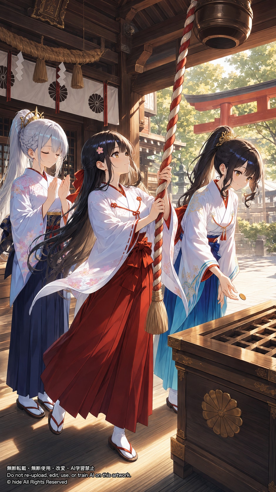 神楽さんたち、社殿でお参りを | の人気AIイラスト・グラビア