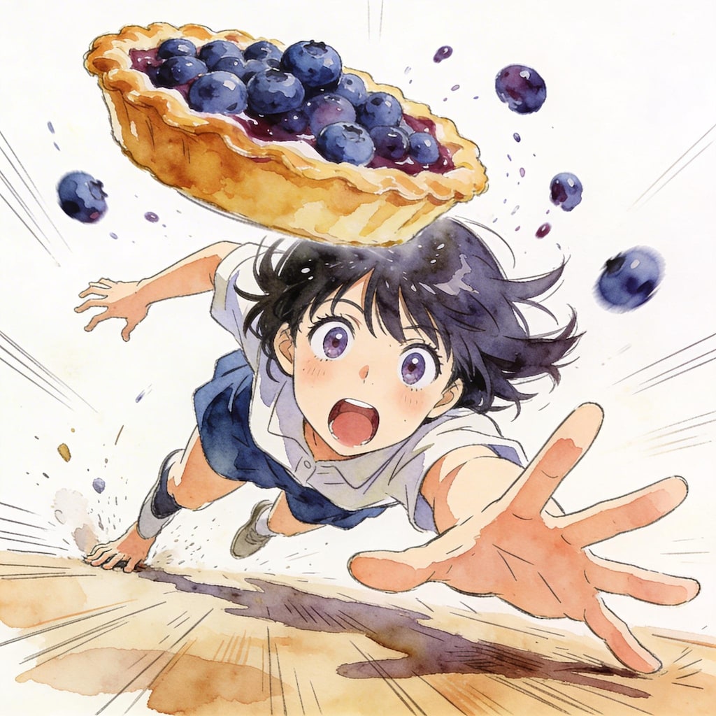 ブルーベリーパイを落とした直後