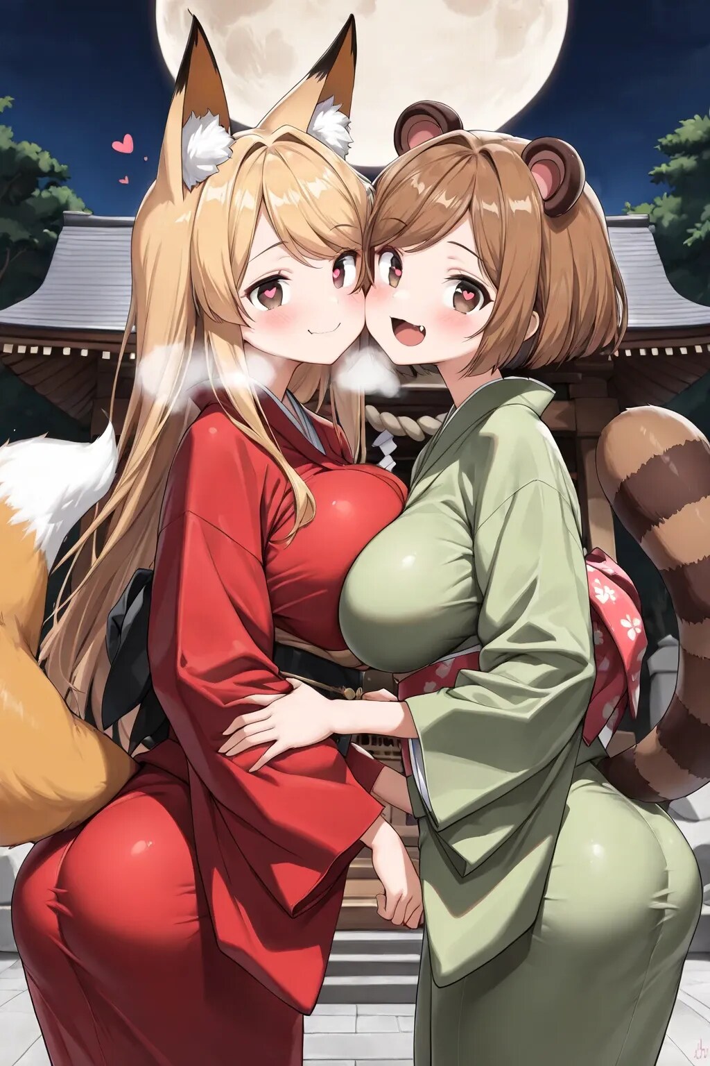 赤い狐と緑の狸