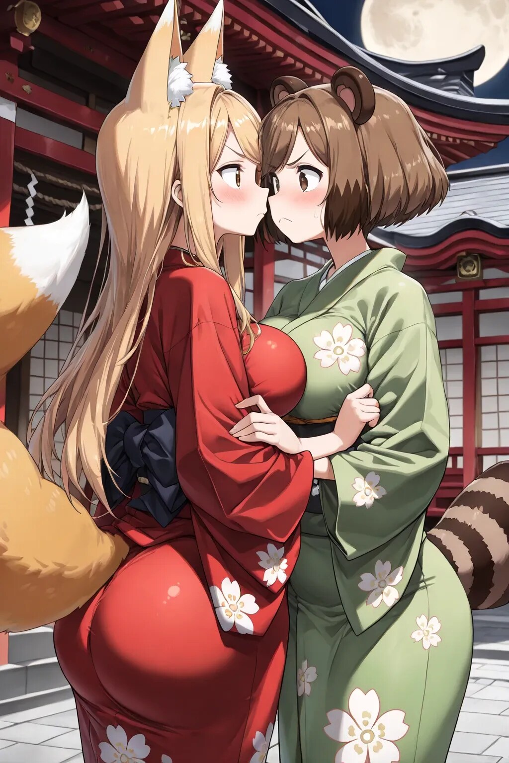 赤い狐と緑の狸